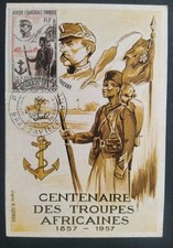 CARTE MAXIMUM AFRIQUE ÉQUATORIALE FRANÇAISE N° 62 PA CENTENAIRE TROUPES 1957