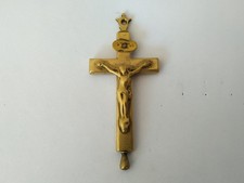ANCIENNE CROIX RELIQUAIRE BRONZE DÉBUT XIXe 1800