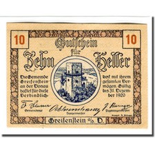 [#661997] Billet, Autriche, Greifenstein N.Ö. Commune, 10 Heller, textes, 