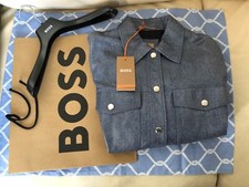Exceptionnel magnifique blouson bleu t 44 jean cuir agneau HUGO BOSS