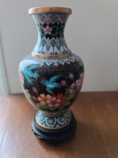 vase cloisonné chinois Décor Oiseaux Et Fleurs Polychrome