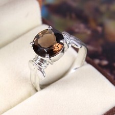 Bague en quartz fumé pavé
