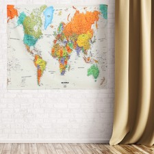 Vintage suspension de tapisserie délicate de la carte du monde en arrière