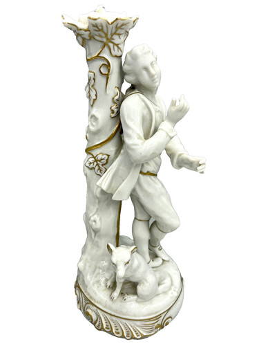 Bougeoir porcelaine blanc - , or