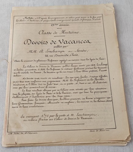 Ancien cahier vacance par - cahier,