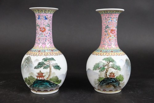 Paire vases chinois peints - chinois,