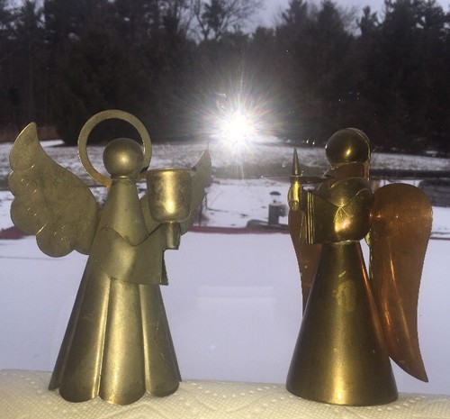 Vtg antique pair candle - candle, holder