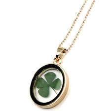 Feuille de Trèfle Chaîne / Collier Porte-Bonheur 4 Geocahing Remorque 4 Foliée _