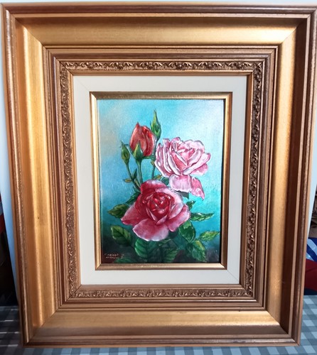 Joli tableau roses signé - joli,
