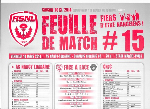 Feuille match asnl - asnl,