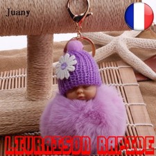 Porte-clés Peluche Sac Main Fourrure Pompon Chaîne Femme Bijoux Voiture Anneau