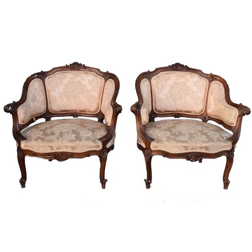 Fauteuils corbeille noyer