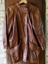 Manteau femme en cuir marron
