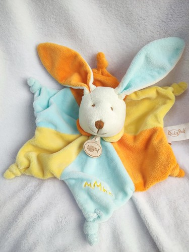 Doudou lapin plat - lapin, jaune