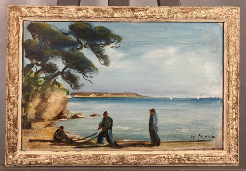 Huile sur panneau - , signée