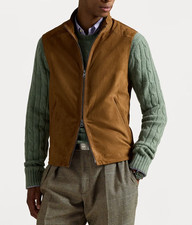 Gilet en cuir daim marron pour