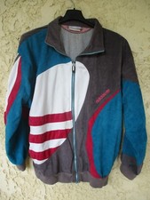 Veste ADIDAS 80'S 90'S vintage gris blanc jacket peau de pêche giacca 174 M D5 