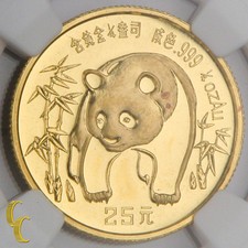 Panda En Or G25Y Chinois 1986 1/4 Ounce Évalué Par NGC Comme MS-68