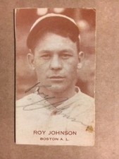 Roy Johnson 1929 Tigers/Red Sox/NY Yankee Signed 1934 4-In-1 Exhibit Card d.1973