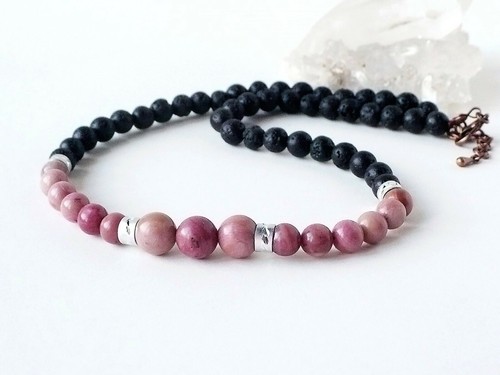 Collier rhodonite rose - , et