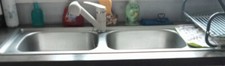 Evier inox de cuisine 2 bacs