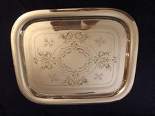 Plateau en métal argenté ciselé - Christofle 45 cm