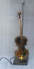 1970/80 Lampe Violon En Bronze Et Pate De Verre , Sculpture Signée LOHE
