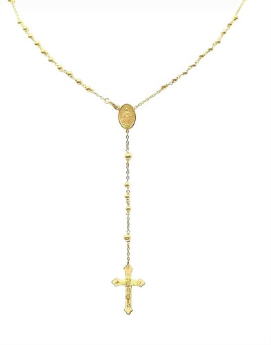 Collier chapelet jaune - collier, or