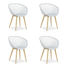 Chaise de jardin Lot de 4 avec accoudoirs Gris Fauteuils Plastique Homestyle4u