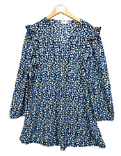 Primark robe femme bleue blanc taille 46/48 à fleurs ladies dress blue tunique