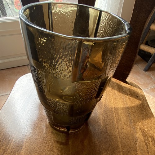 Vase verre fumé - vase, ambré