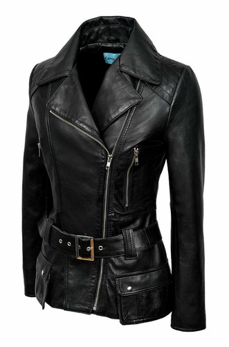 Veste cuir ceinturée - cuir, de