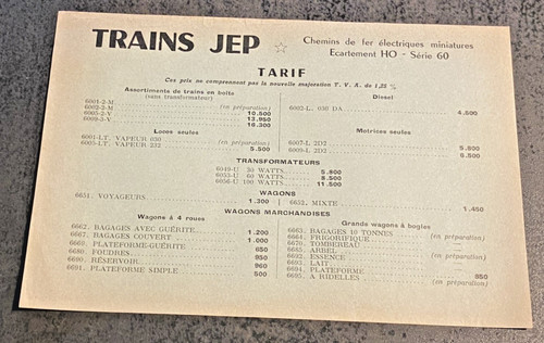 Tarif trains jep ecartements - trains,