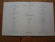 Menu Paquebot COLOMBIE  1954 -