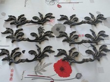 6 anciennes poignées portes tiroirs bronze patinée commode ou autre