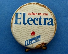 Boite de Cirage Ancienne N° 5 - ELECTRA CRÈME POLISH FLAMBO - Fond rouge Ø 80 mm