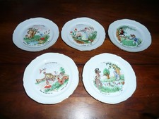 5 assiettes à dessert porcelaine de Limoges les Fables de La Fontaine