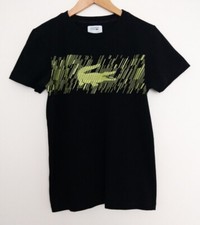 T shirt noir imprime crocodile vert. Lacoste sport. Coton. Taille 2