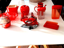 Année 70' Orange Lot Beurrier Corbeille Presse fruit Pot farine sucre.....etc