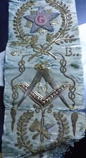 Broderie Maconnique sur soie avec sequin de Grand Maitre ? ancien XIX e