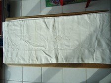 DRAP FIL DE LIN BRODERIE LINGE ANCIEN RIDEAU