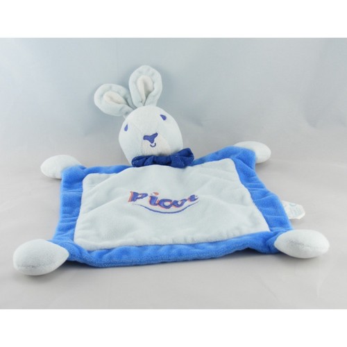 Doudou plat carré - lapin, bleu