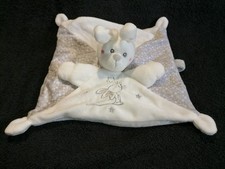 Doudou plat lapin blanc gris