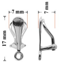 Argent Sterling Clip Sur Boucle D'Oreilles Résultats Avec 17x7mm pour Cristaux