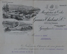 Facture GERARDMER Vosges 1913 mouchoir GARNIER THIEBAUT entête illustrée 68