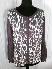 Pull boutons gilet léger 100% coton beige tacheté marron MISS CAPTAIN T.4 44/46