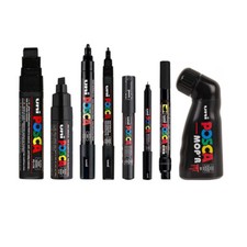 8 marqueurs POSCA - Noir - Assortiment de mines - PC1M PC17K PC1MR PC5M PC8K PCF