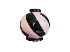 Geno - Montières - Vase Sphérique En Céramique émaillée Rose Et Noir - C. 1930