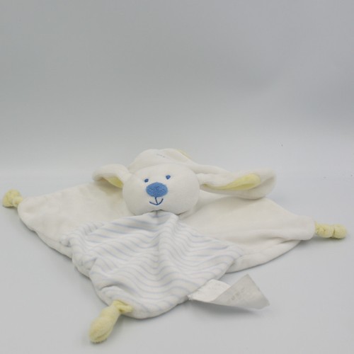 Doudou plat lapin blanc jaune