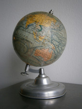 Petite Mappemonde Taride c-1950 Globe terrestre Aluminium Carton Ancien
